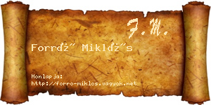 Forró Miklós névjegykártya