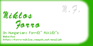 miklos forro business card